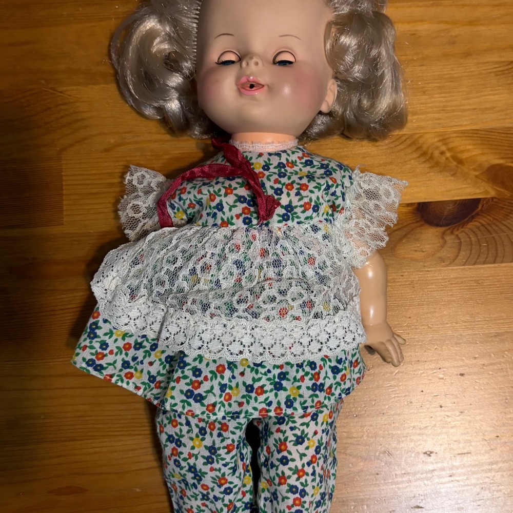1974 vintage doll Floral Dress Doll with Blonde Hair